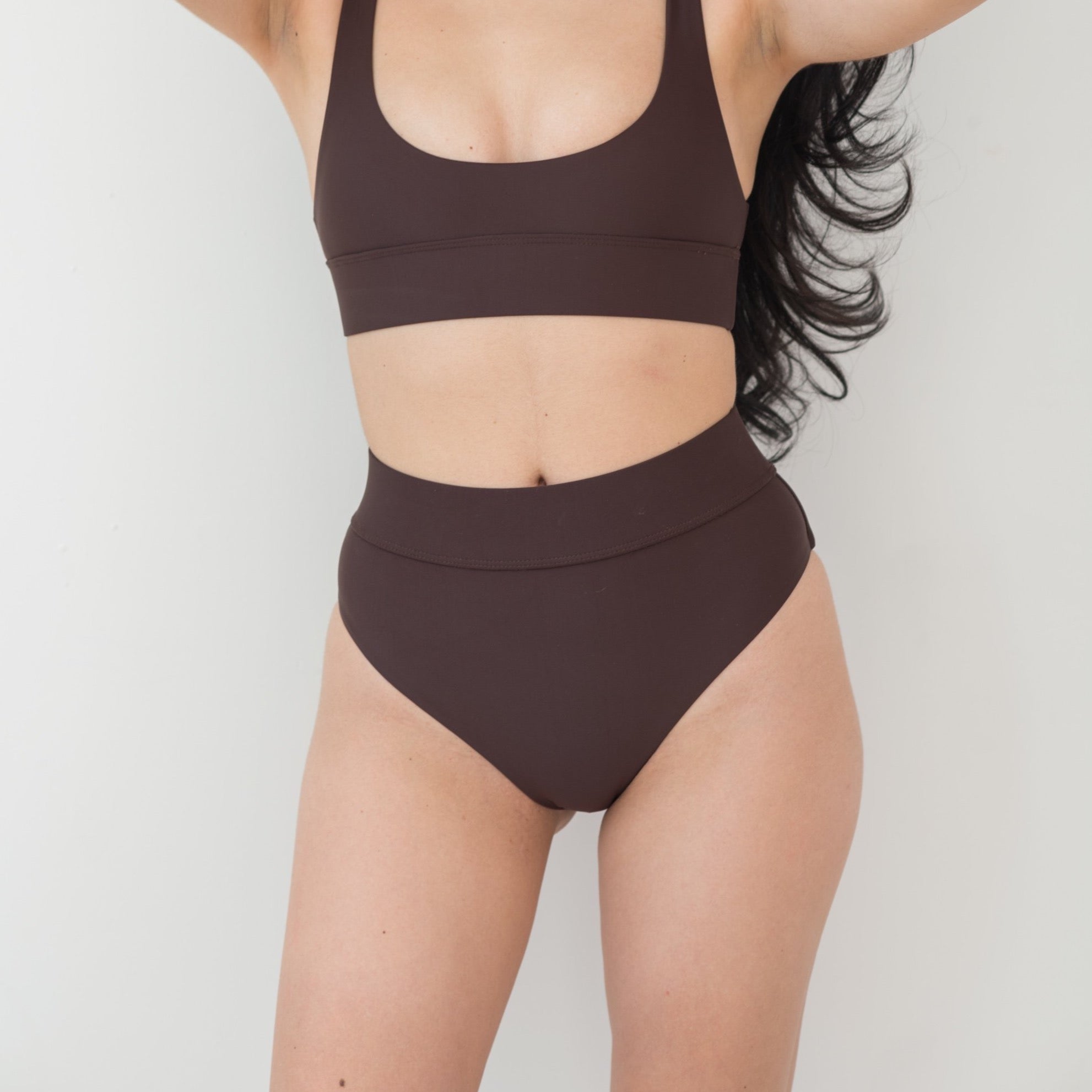 THE SKYE-HIGH WAIST BIKINI SWIM BOTTOM / FRENCH PRESS BROWN