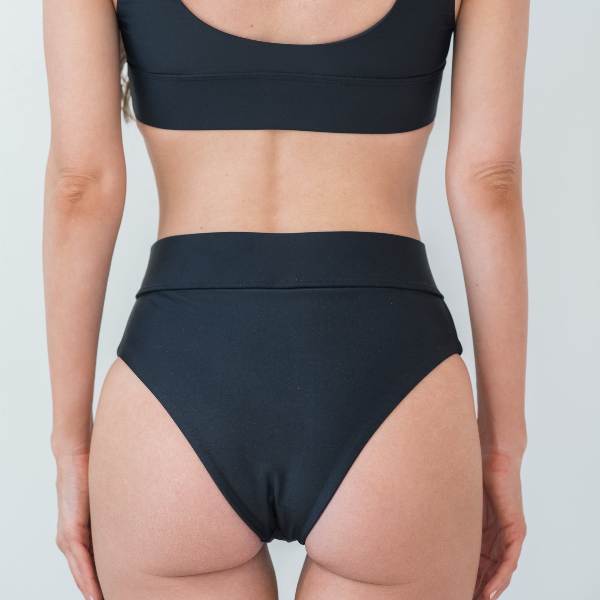 THE SKYE-HIGH WAIST BIKINI SWIM BOTTOM / MIDNIGHT BLACK