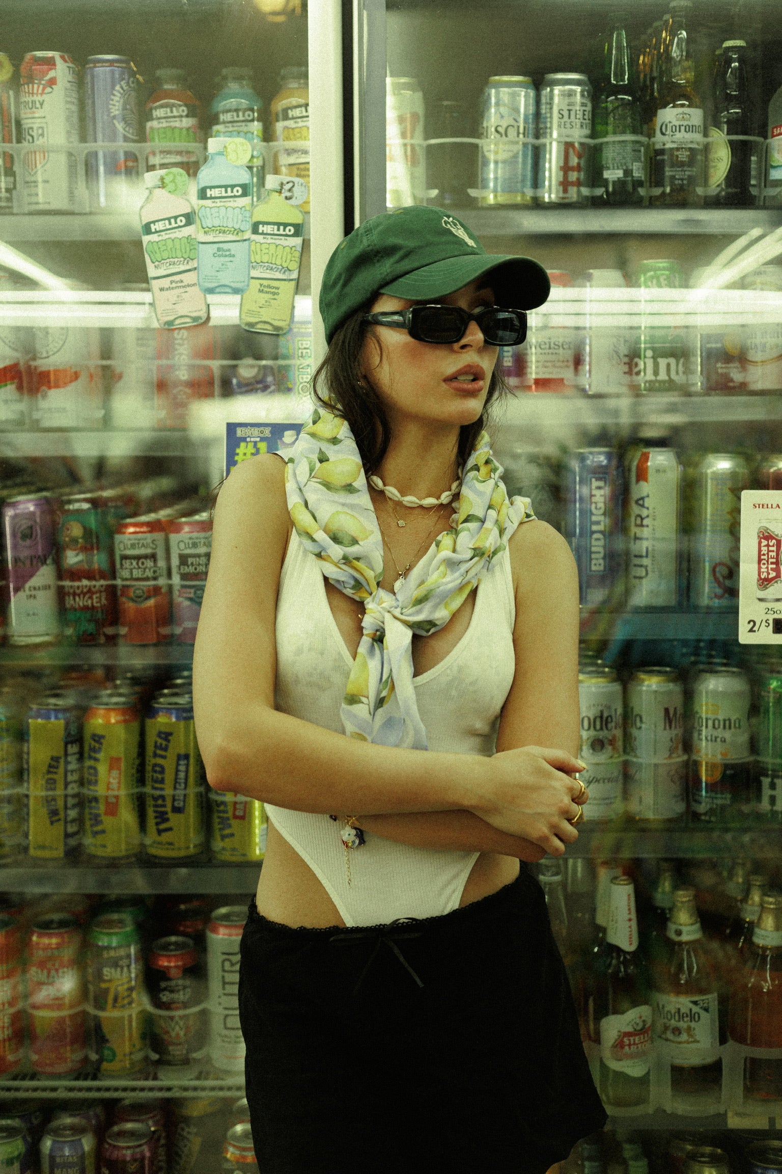 AMALFI HEAD SCARF / PRINTED SATIN LEMONS