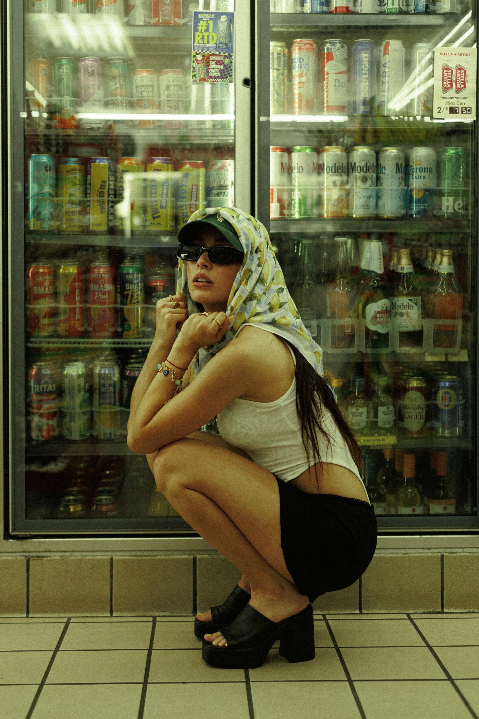 AMALFI HEAD SCARF / PRINTED SATIN LEMONS